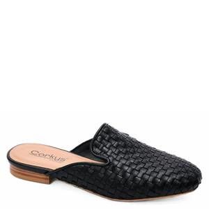 NEW CORKYS FOOTWEAR women weave it to beaver slip-on mules in black